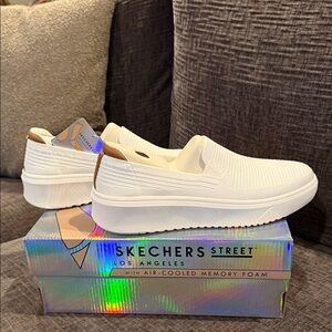 Skechers Women's Court Break White Slip-On Shoes